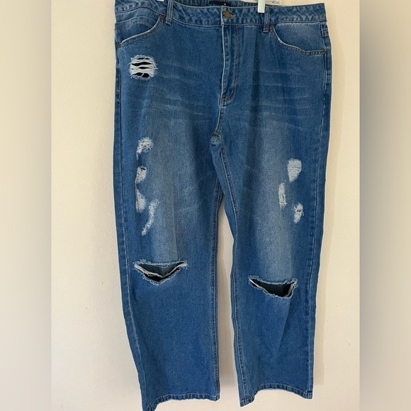 Midiross Plus size Ripped low waist straight Leg Jeans 3XL - Picture 1 of 4